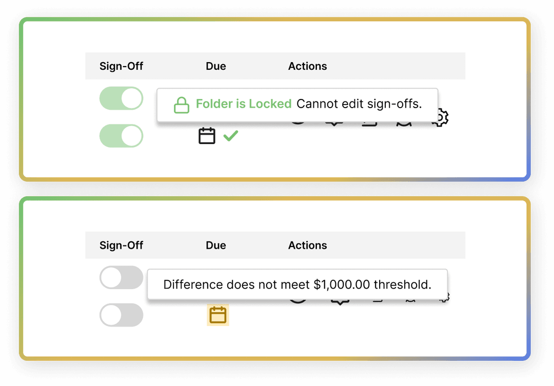 Folder locking, strict sign-offs and multiple assignees