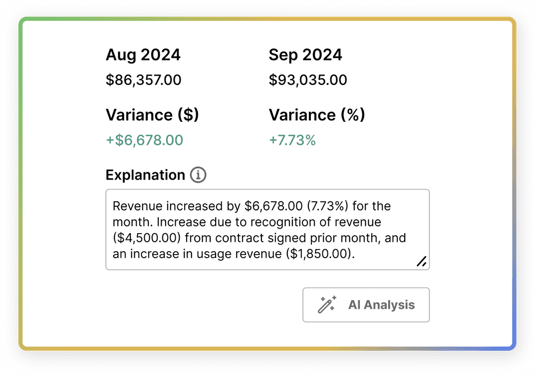 AI-drafted variance analysis